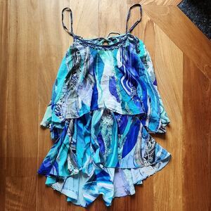 Camilla Turquoise and White Romper - Women's Size Small